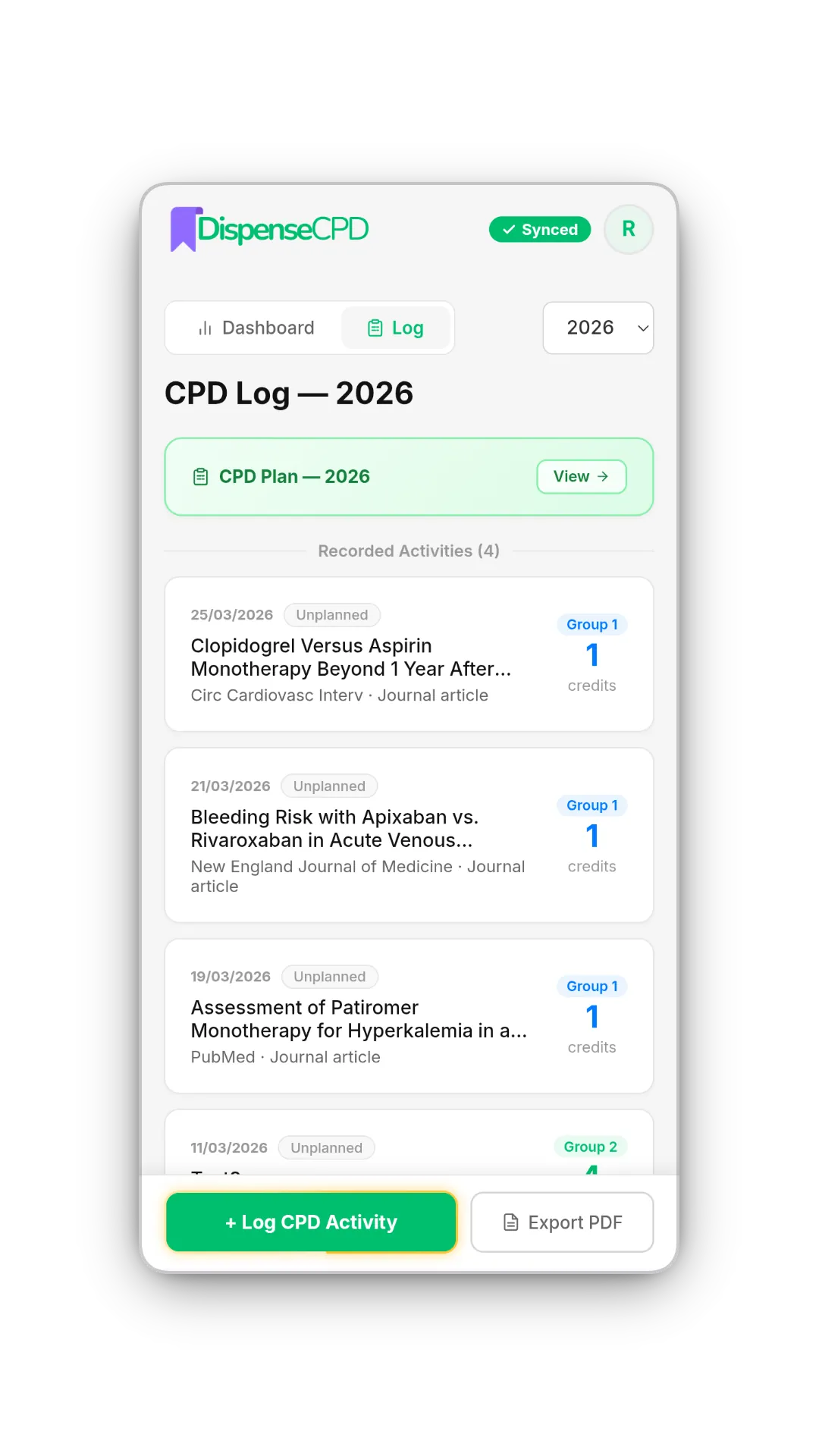 DispenseCPD log